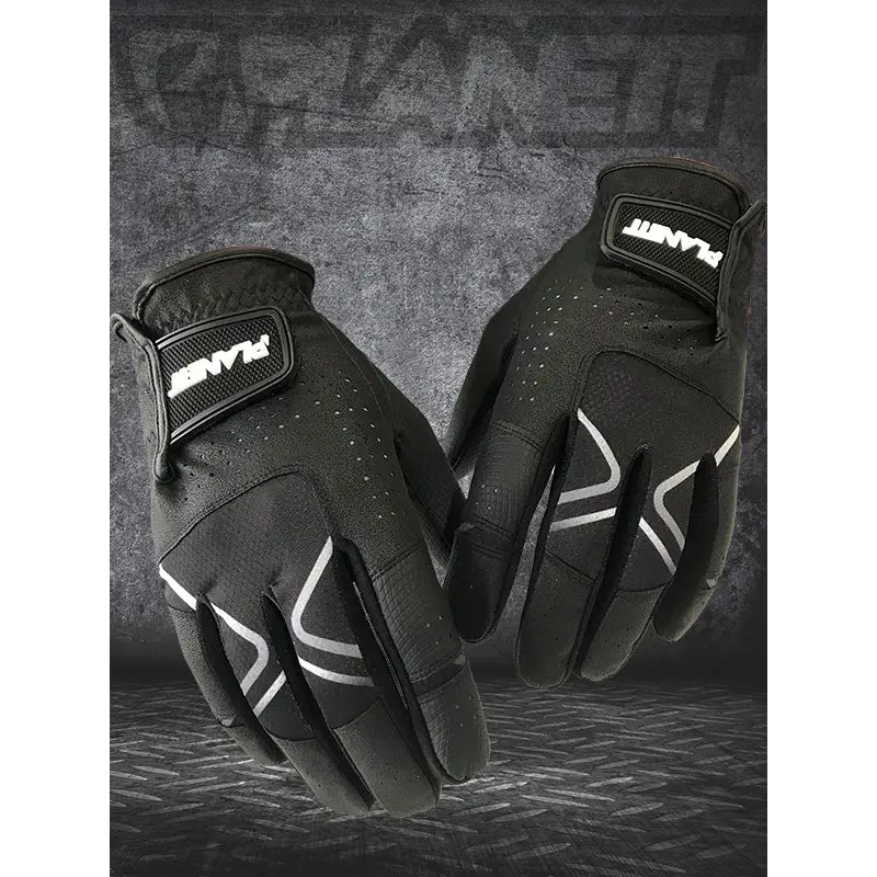 Pair of black golf gloves.