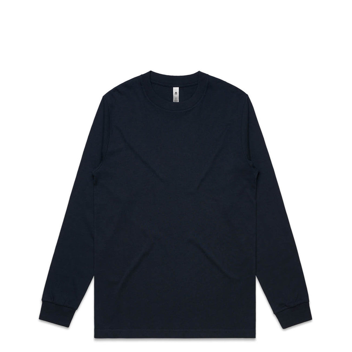 Black long-sleeved t-shirt with crew neck and ribbed cuffs, made of cotton.