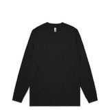 Black long-sleeved t-shirt with white logo on chest.