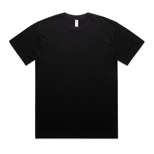 Black v-neck t-shirt with short sleeves and a ribbed neckline.