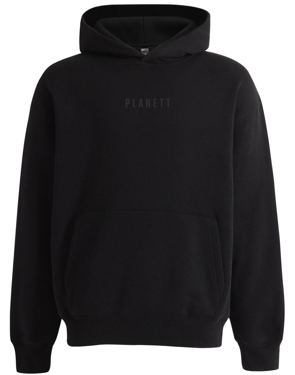 Black hooded sweatshirt.