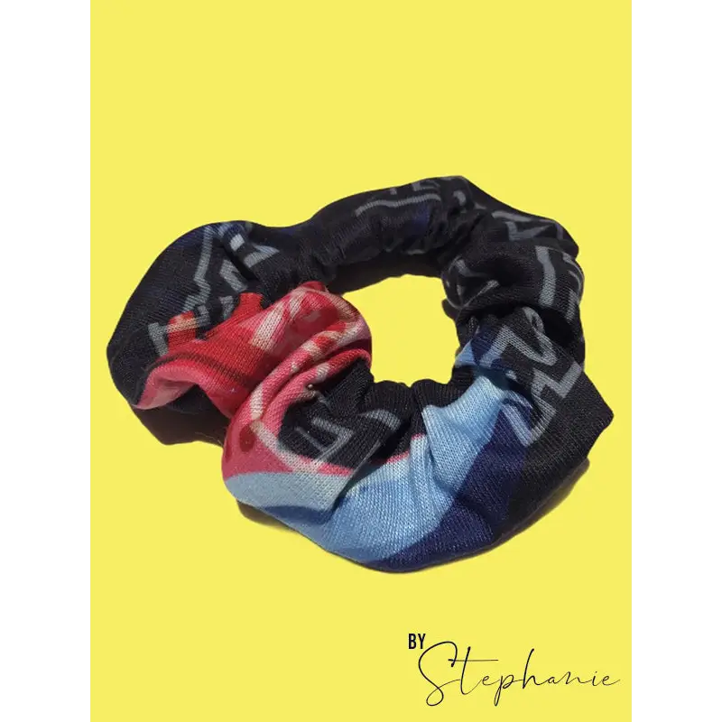 Colorful patterned scrunchie.