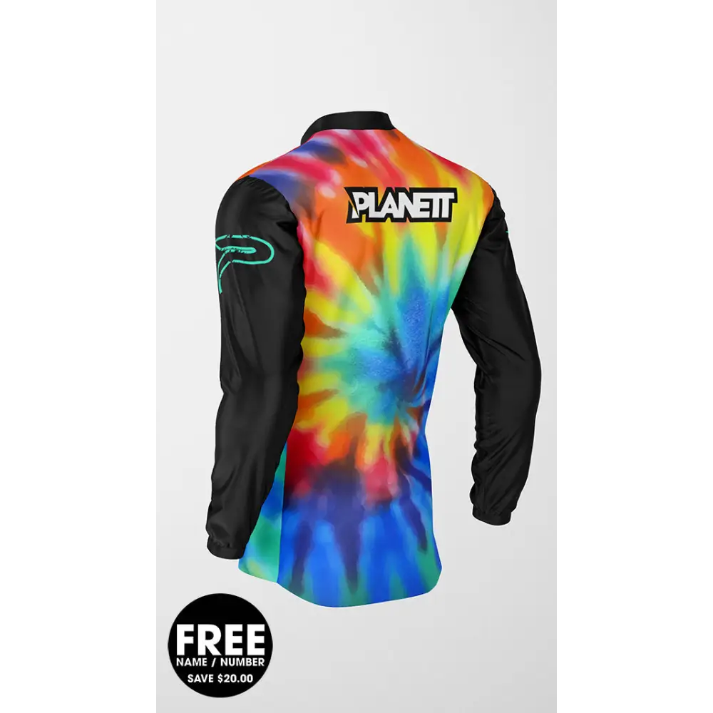 Tie-dye long-sleeved jersey.