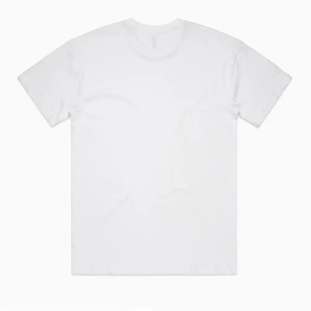 White short-sleeved t-shirt.