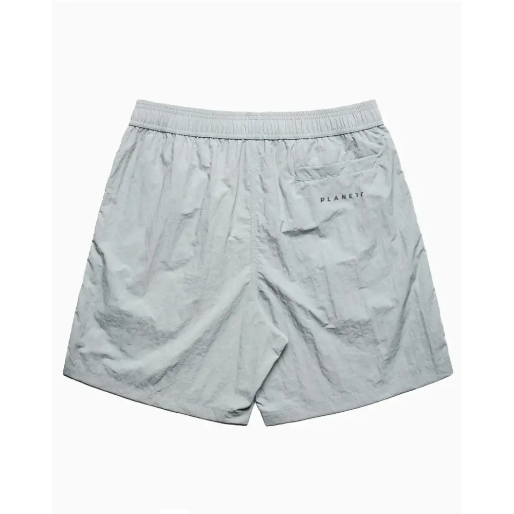 Gray athletic shorts.
