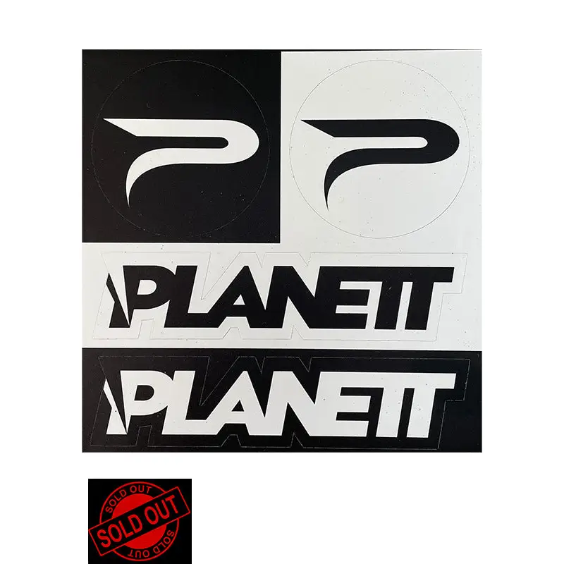 Sticker sheet with logos.