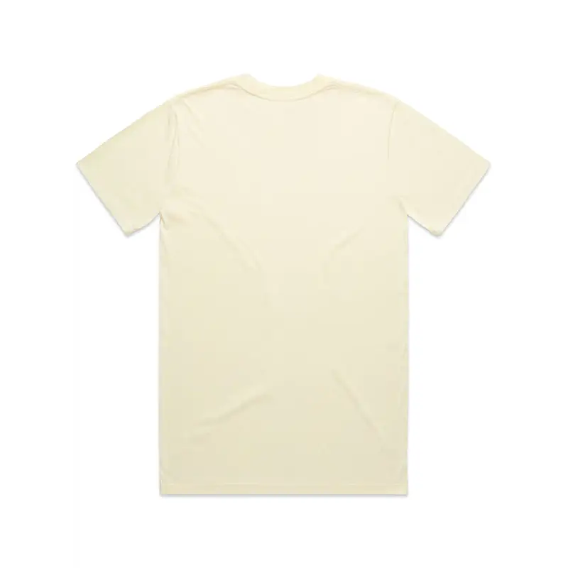 Plain cream-colored t-shirt.
