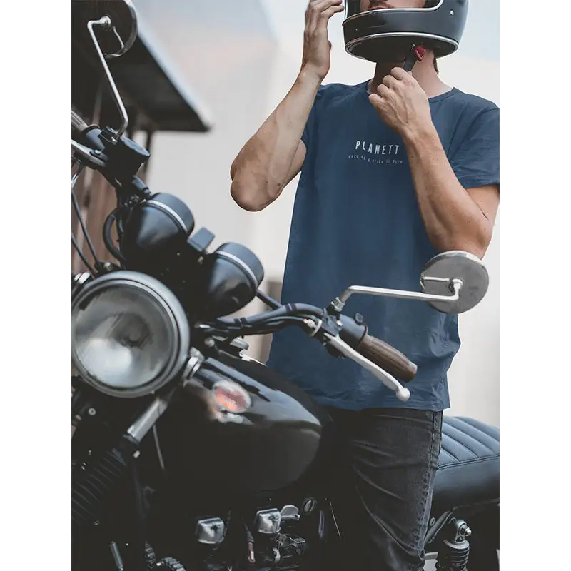 Black motorcycle with rider.