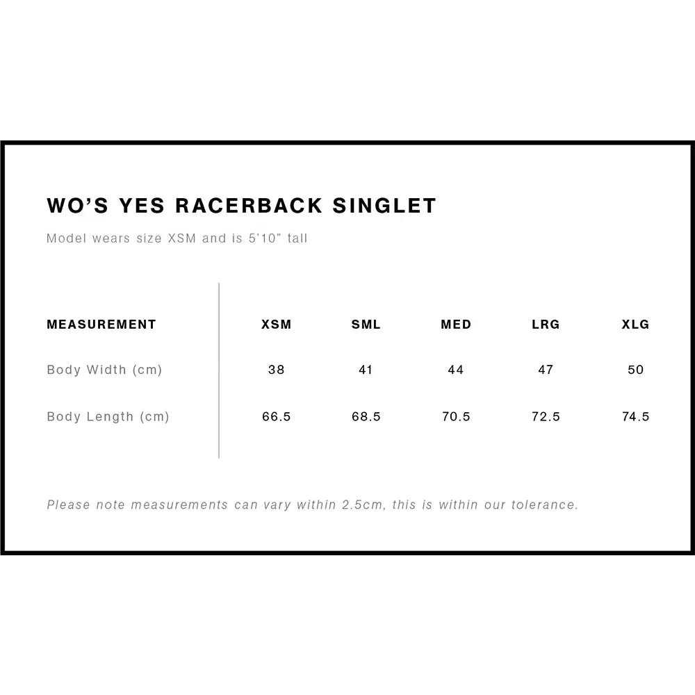 Clothing size chart.