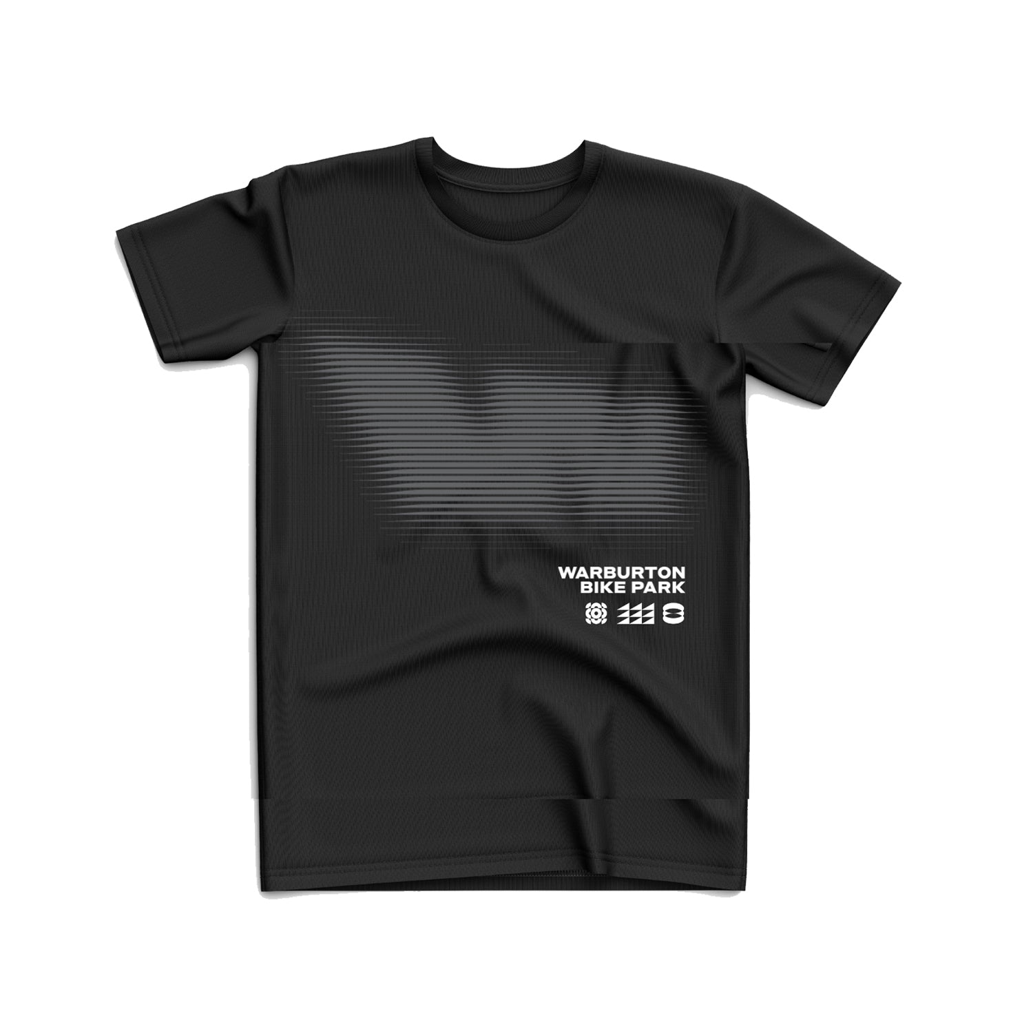 Black t-shirt with graphic design.