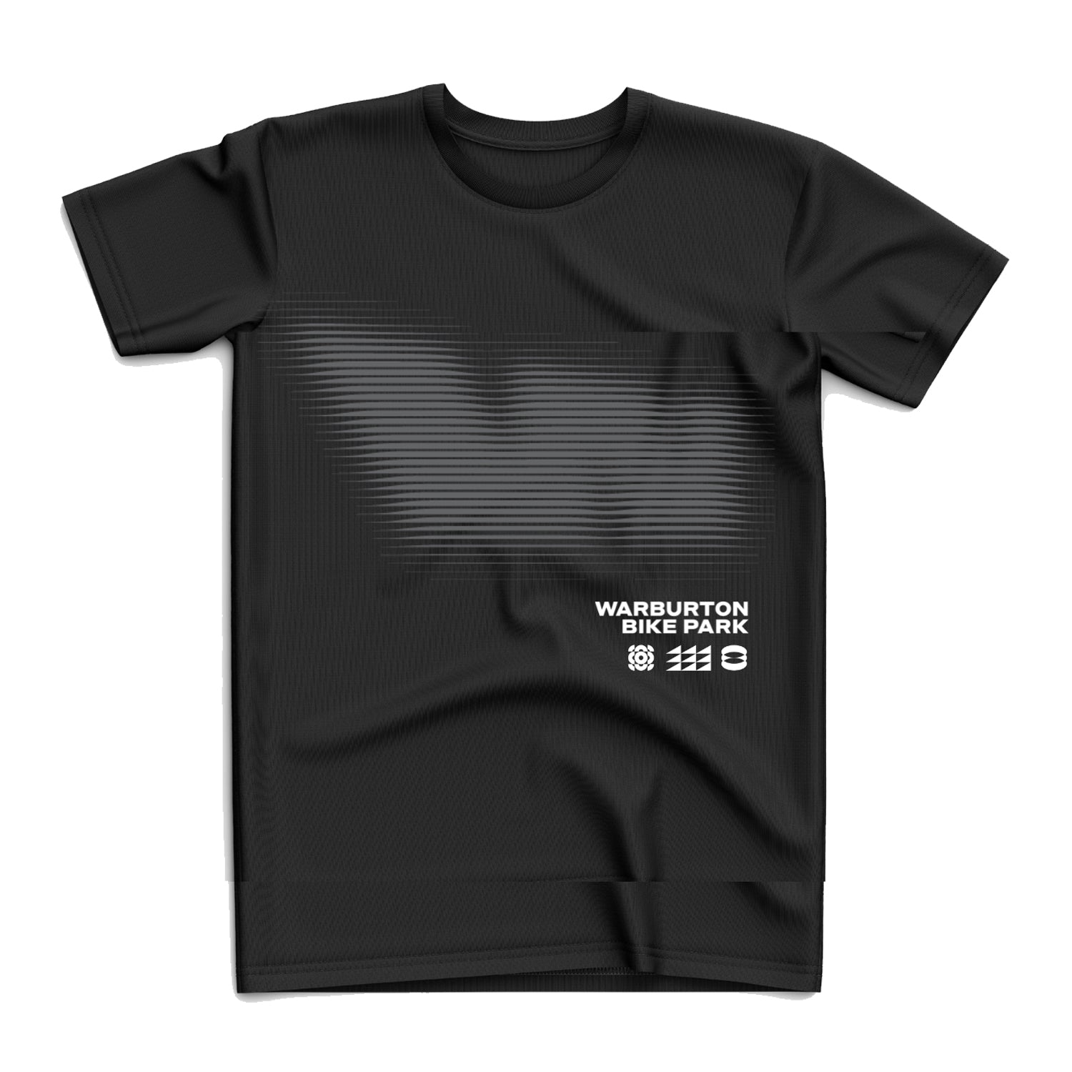 Black t-shirt with graphic design.