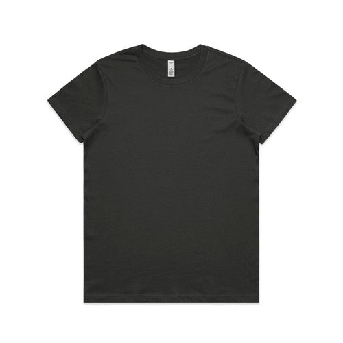 Black t-shirt with short sleeves and a crew neck.