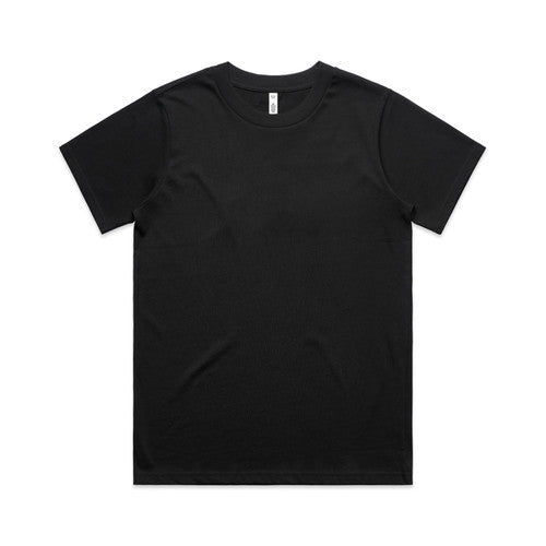 Black v-neck t-shirt with short sleeves and a crew neck.