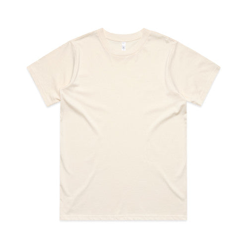 Cream-colored crew neck t-shirt with short sleeves and a simple design.