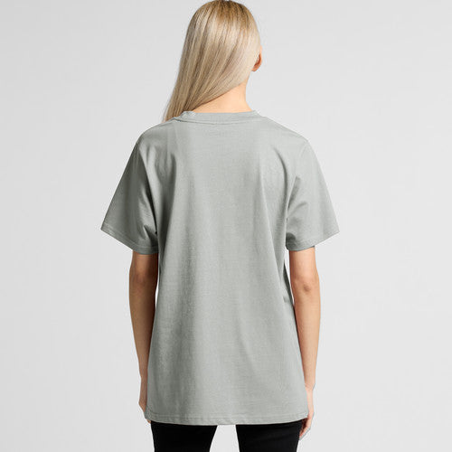 Light gray oversized t-shirt with short sleeves and a crew neck.