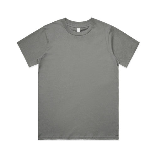 Charcoal gray crew neck t-shirt with short sleeves and a simple design.