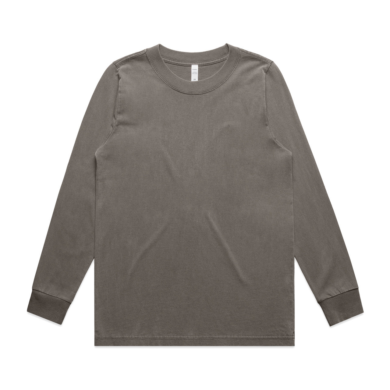 Olive green long-sleeved t-shirt with ribbed cuffs and hem, made of cotton.
