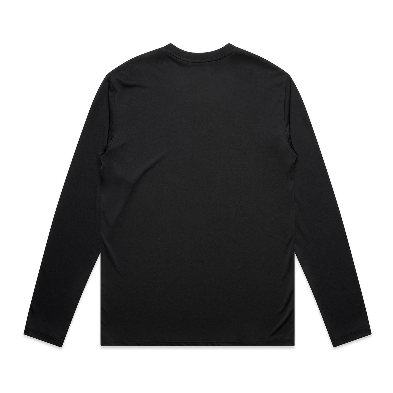 Black long-sleeved crew neck t-shirt with ribbed cuffs and hem, made of cotton.