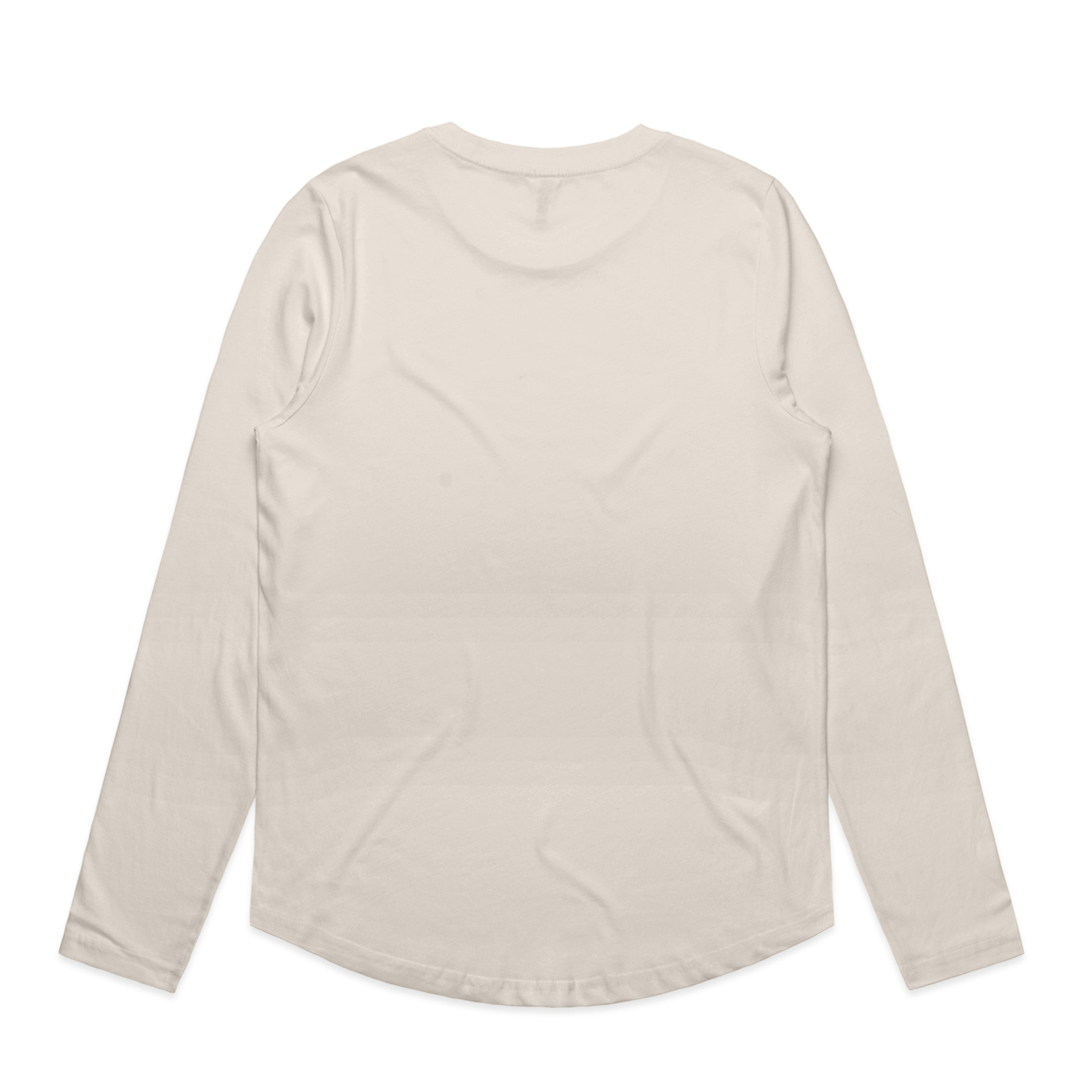 Beige long-sleeved shirt with a relaxed fit and ribbed cuffs.