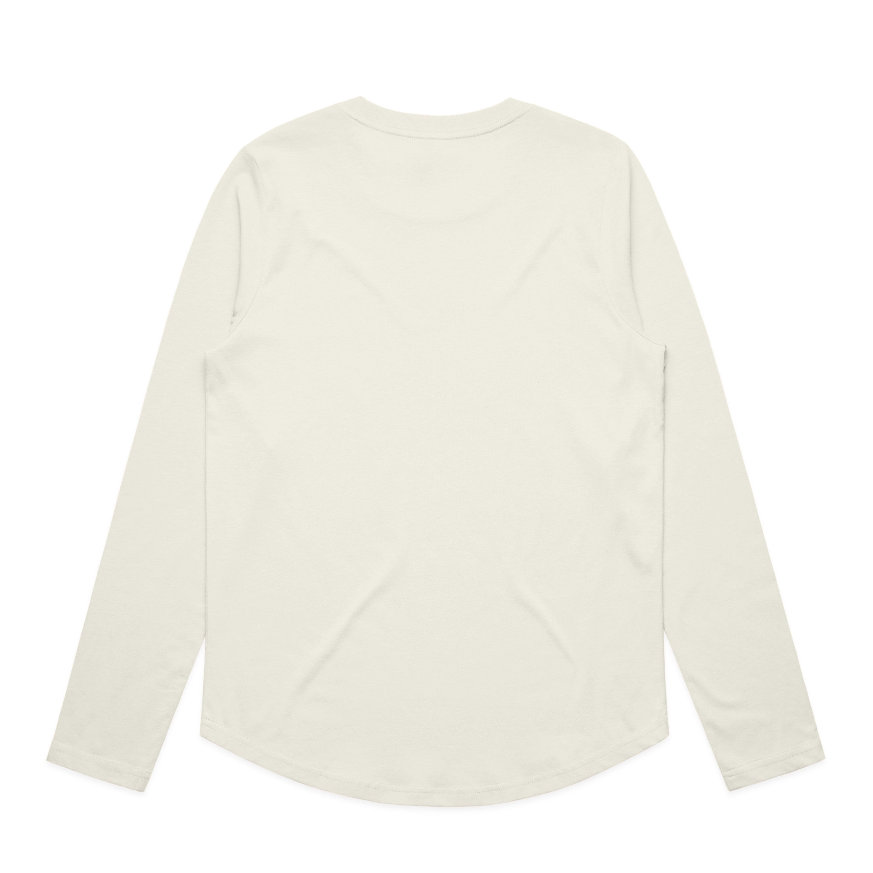 Cream-colored long-sleeved shirt with a relaxed fit and ribbed cuffs.