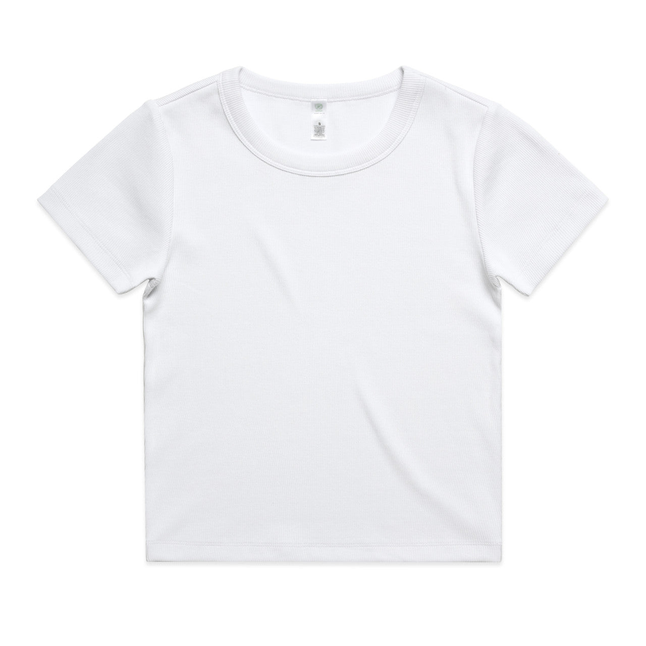 White crew neck t-shirt with short sleeves and a relaxed fit, made of soft cotton.