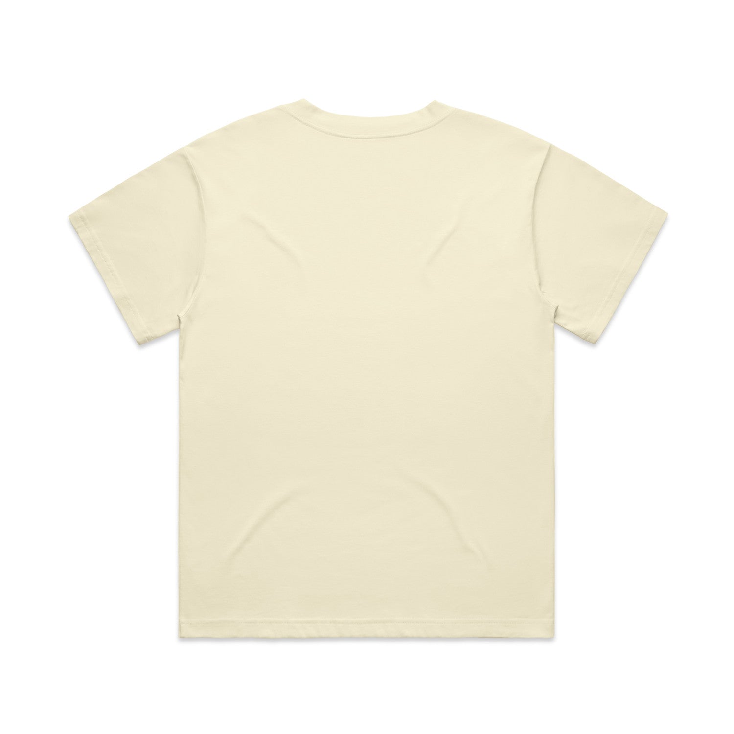 Cream-colored t-shirt with a simple design and short sleeves.