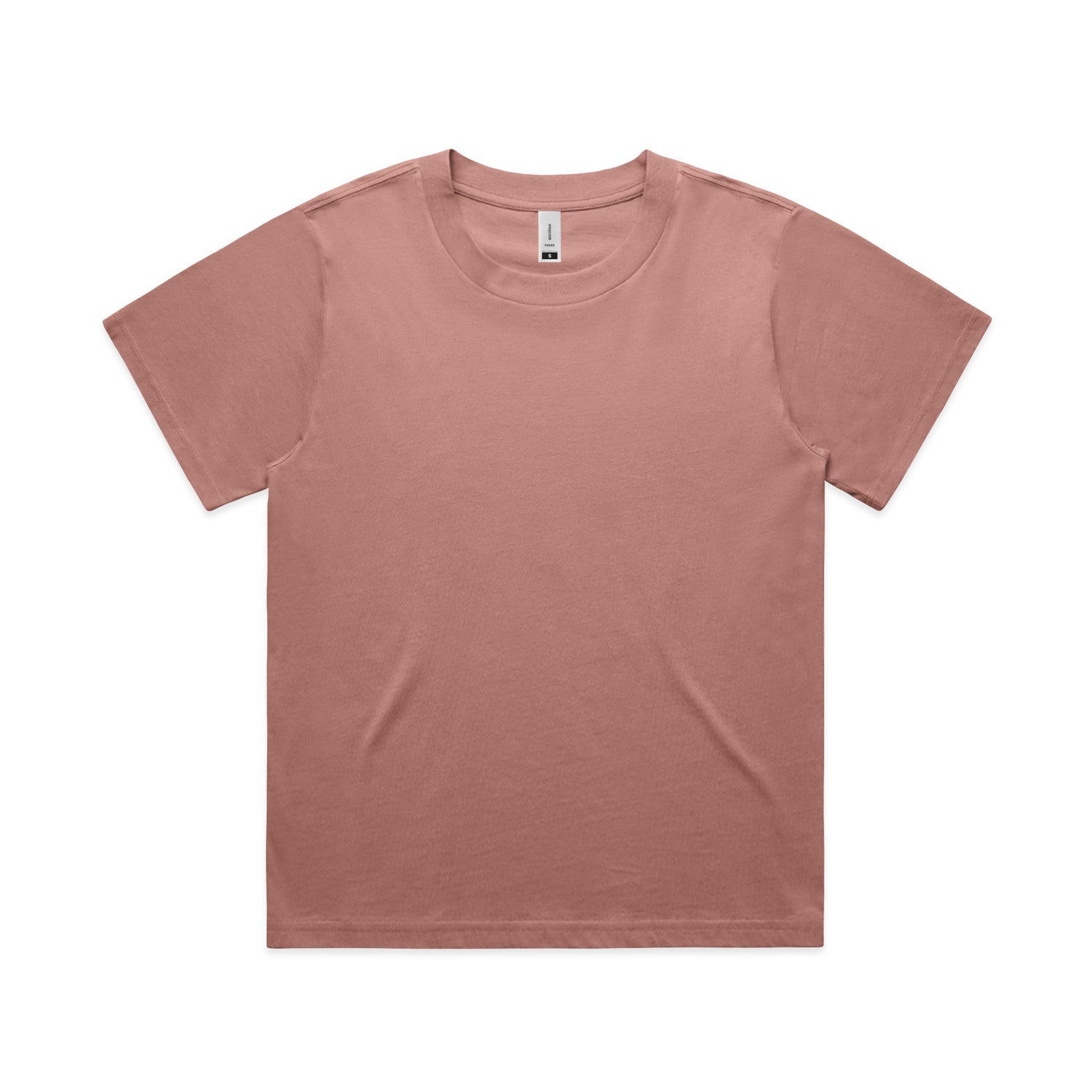 Dusty rose t-shirt with a crew neck and short sleeves, made of soft cotton.