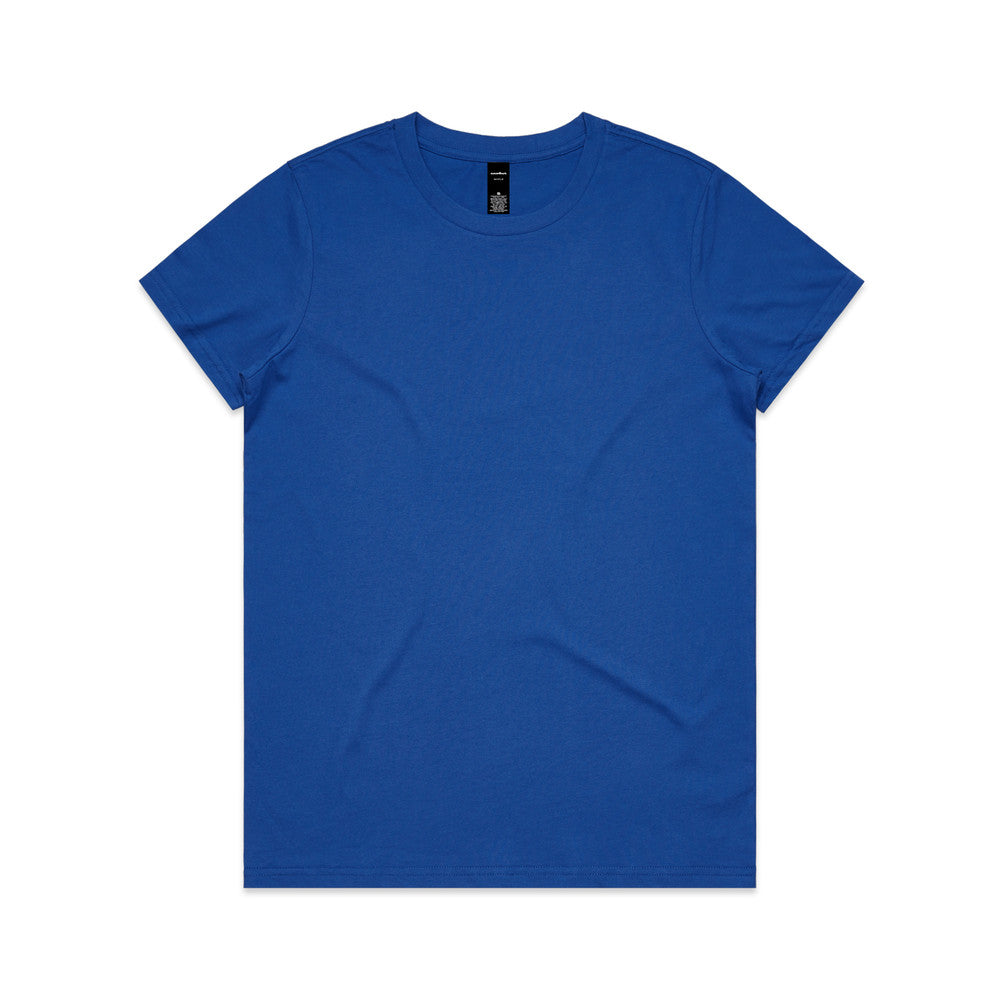 Royal blue crew neck t-shirt with short sleeves and a simple design.