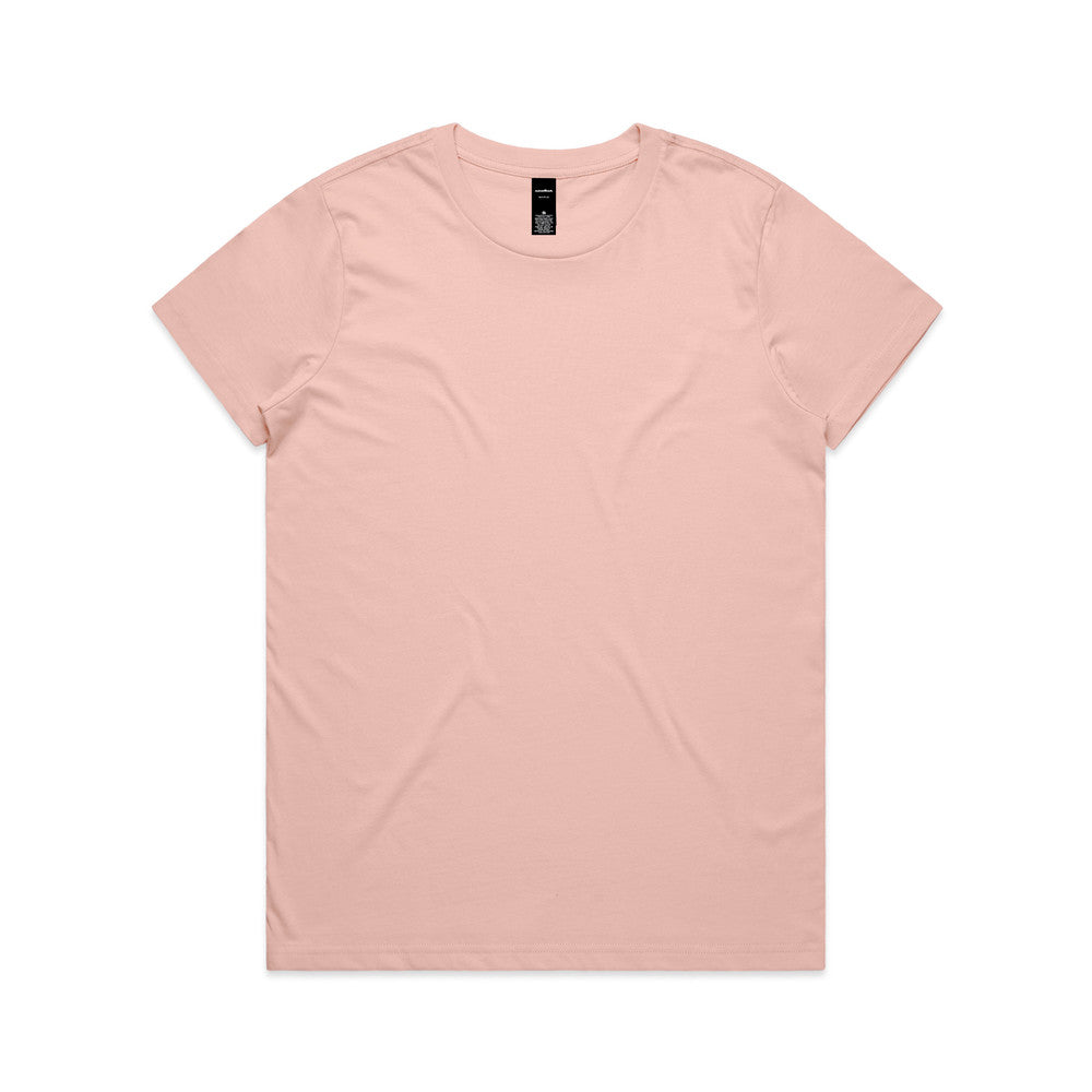 Pale pink t-shirt with a crew neck and short sleeves, made of cotton.