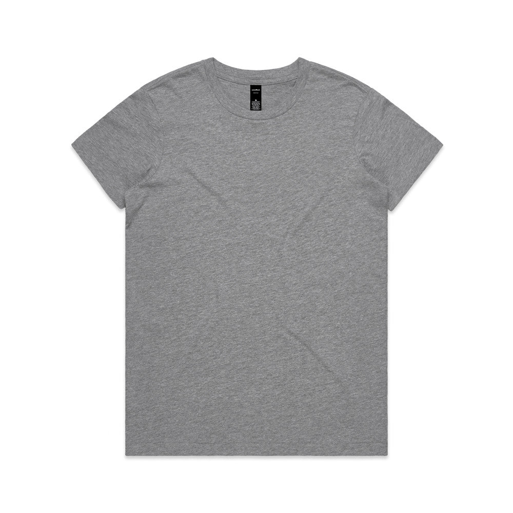 Heather gray crew neck t-shirt with short sleeves and a relaxed fit.