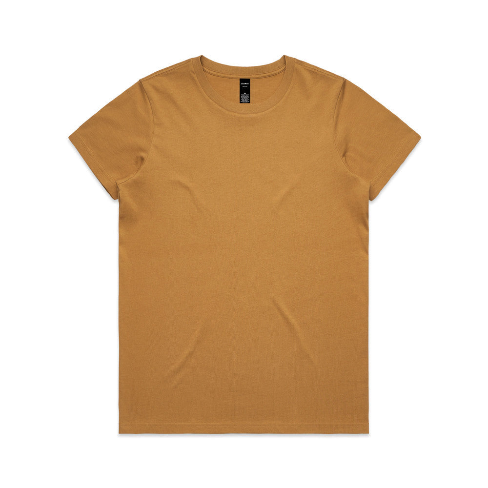 Mustard yellow t-shirt with a crew neck and short sleeves, made of cotton.