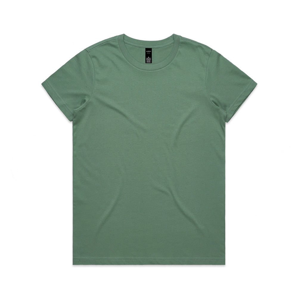 Olive green crew neck t-shirt with short sleeves and a relaxed fit.