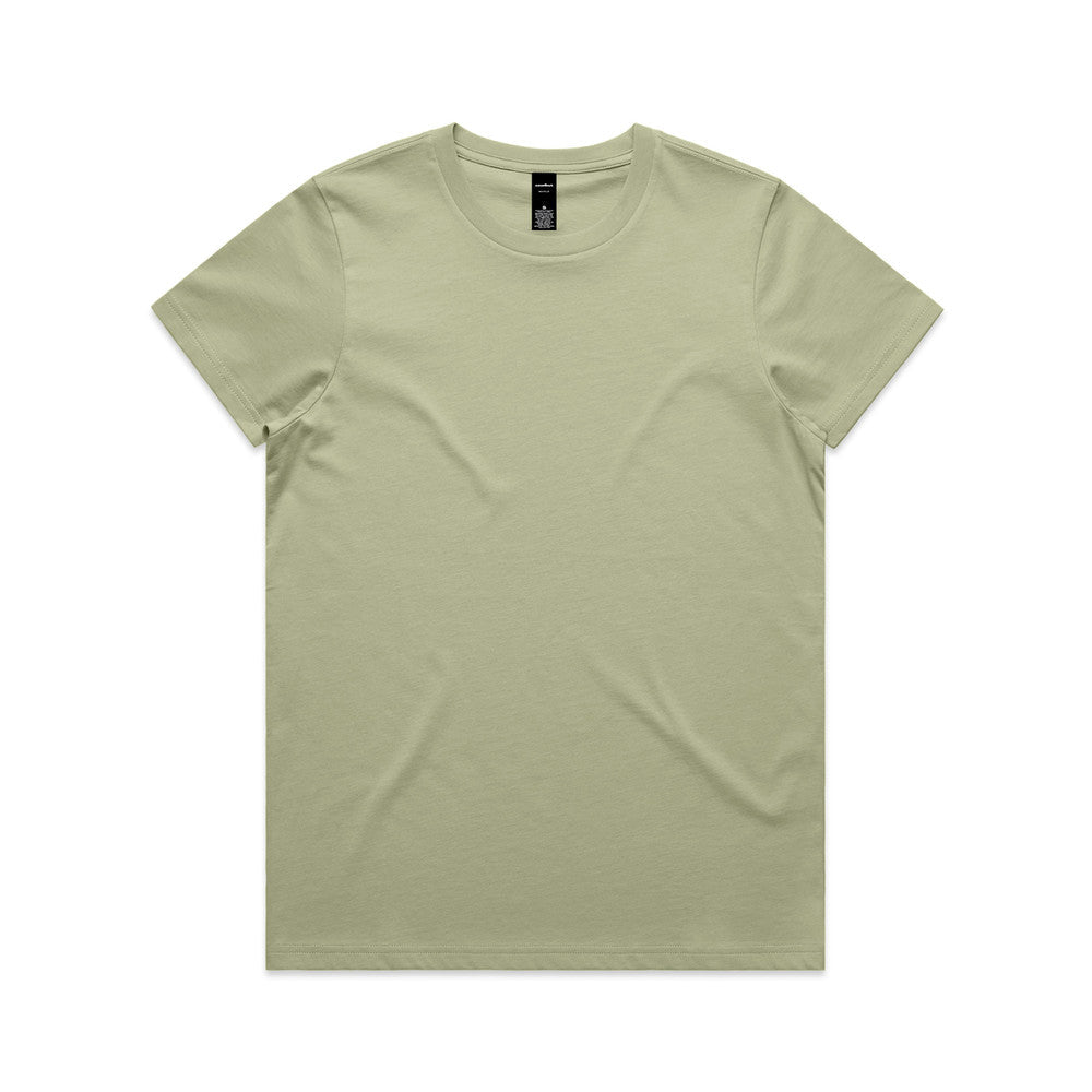 Olive green crew neck t-shirt with short sleeves and a relaxed fit.