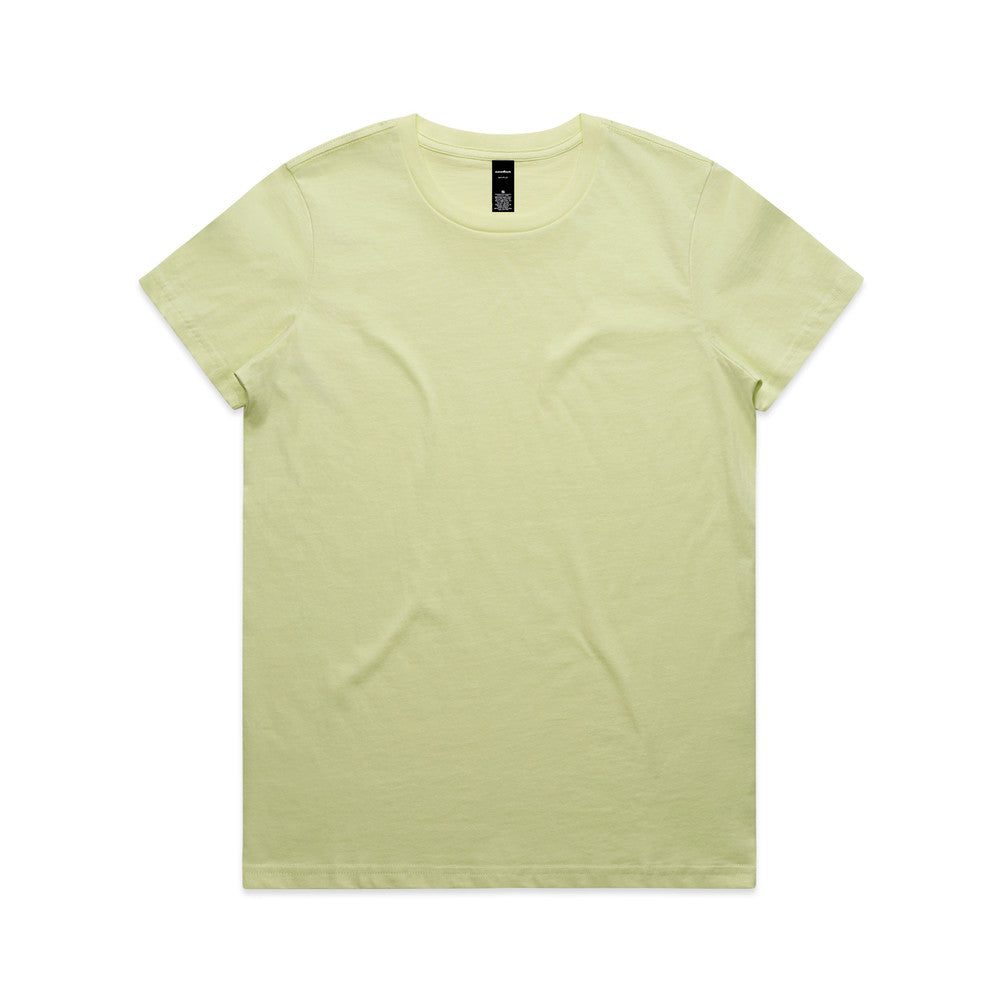 Pale yellow t-shirt with a crew neck and short sleeves, made of cotton.