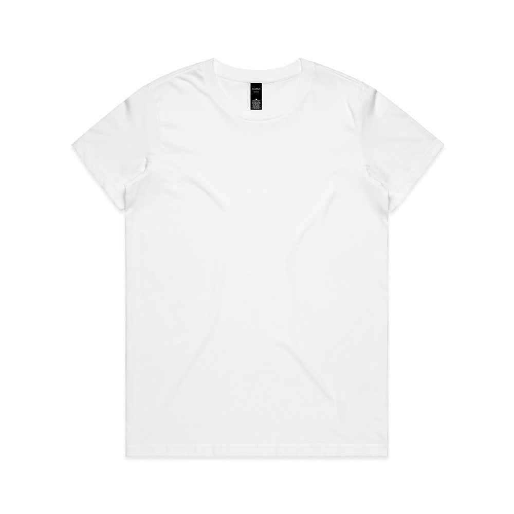White v-neck t-shirt with short sleeves and a simple design.