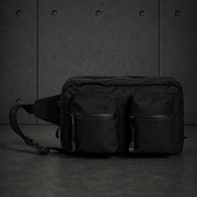 Recycled Double Waist Bag 1025 blank product on dark industrial concrete background