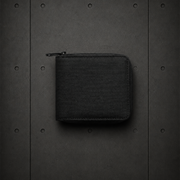 Recycled Zip Wallet 1033 blank product on dark industrial concrete background