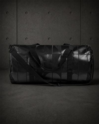 Area Pattern Duffel Bag 1035 blank product on dark industrial concrete background
