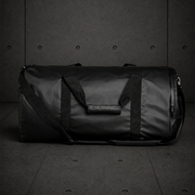 Rain Duffel Bag 1036 blank product on dark industrial concrete background