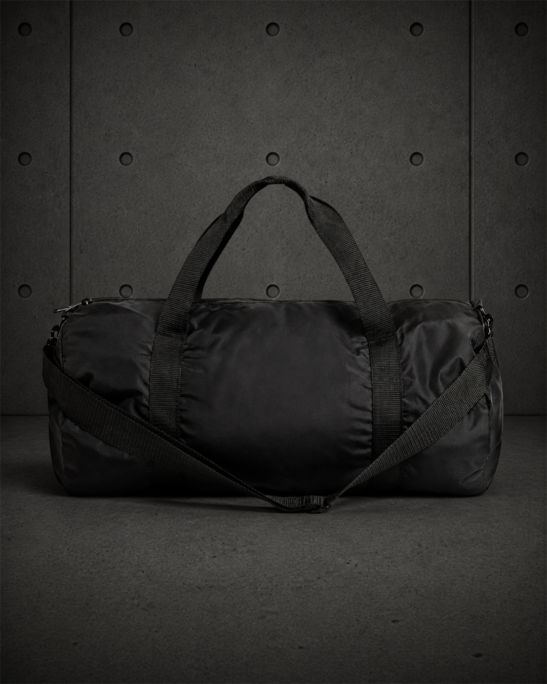 Recycled Light Duffel Bag 1038 blank product on dark industrial concrete background