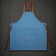 Denim Apron 1084 blank product on dark industrial concrete background
