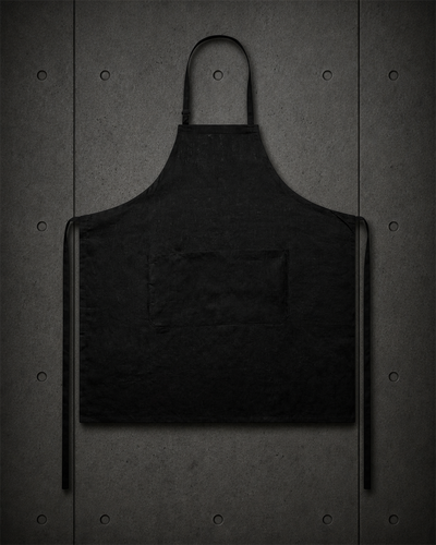 Linen Apron 1086 blank product on dark industrial concrete background