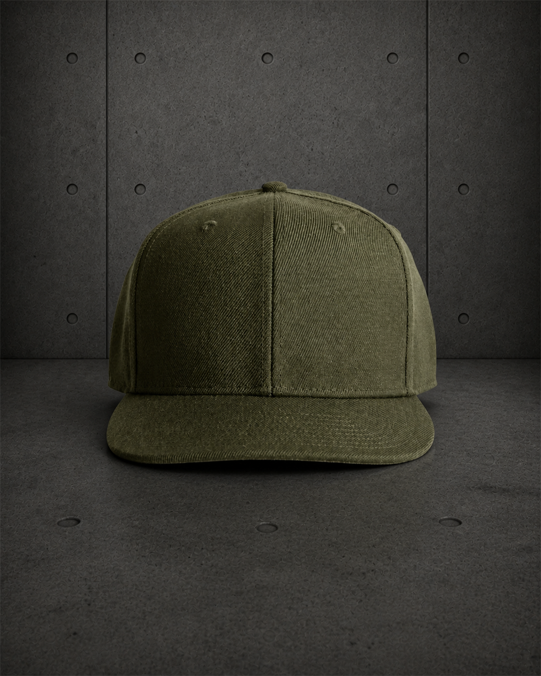 Stock Cap 1100 blank product on dark industrial concrete background