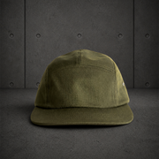 Finn Five Panel Cap 1103 blank product on dark industrial concrete background