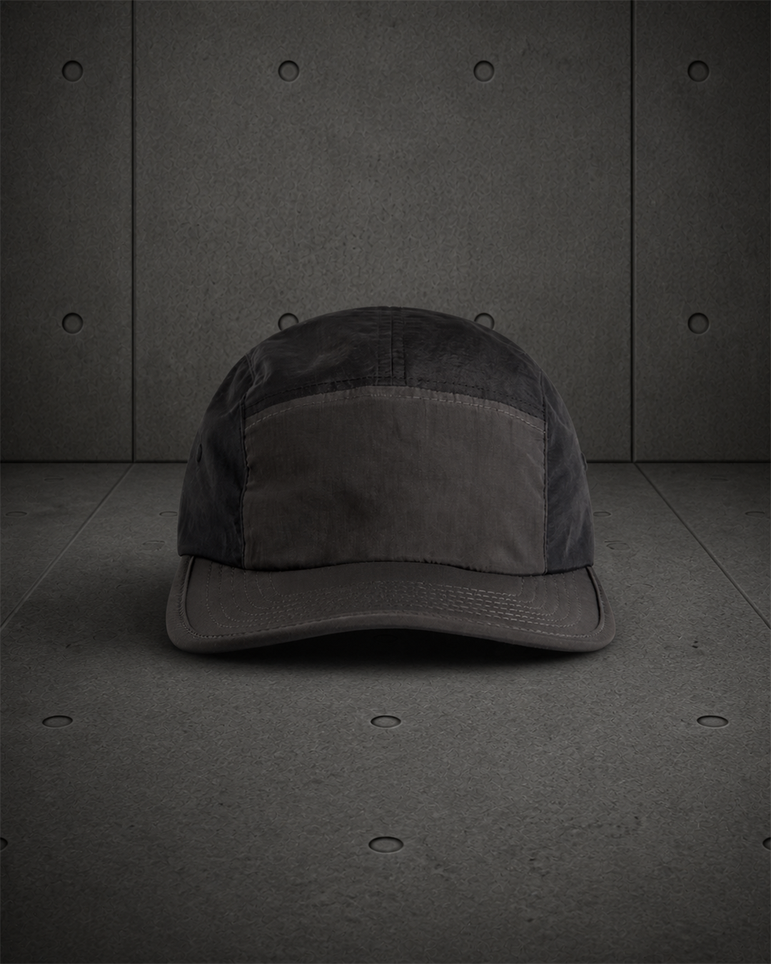 Finn Two-Tone Nylon Cap 1105 blank product on dark industrial concrete background