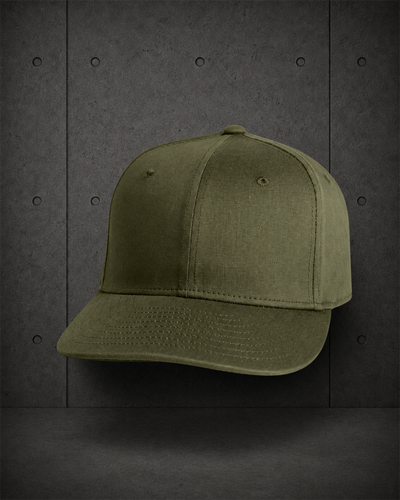Stock Flex Cap 1106 blank product on dark industrial concrete background