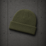 Cable Beanie 1120 blank product on dark industrial concrete background