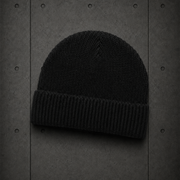 Gauge Beanie 1125 blank product on dark industrial concrete background