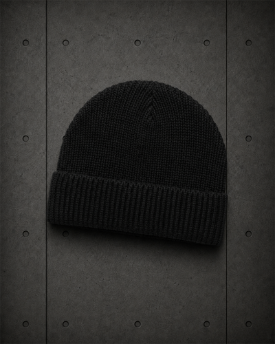 Gauge Beanie 1125 blank product on dark industrial concrete background