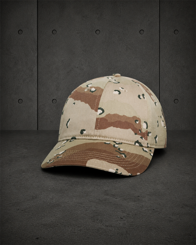 Access Camo Cap 1130C blank product on dark industrial concrete background
